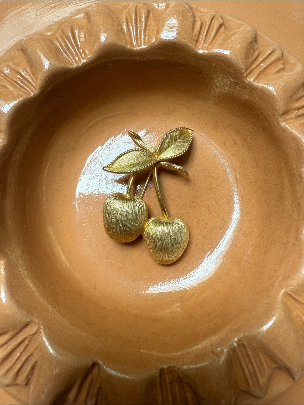 Sarah Coventry Gold Cherry Brooch - Vintage-Inspired Fruit Pin